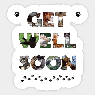 Get Well Soon - mixed cats oil painting word art Sticker